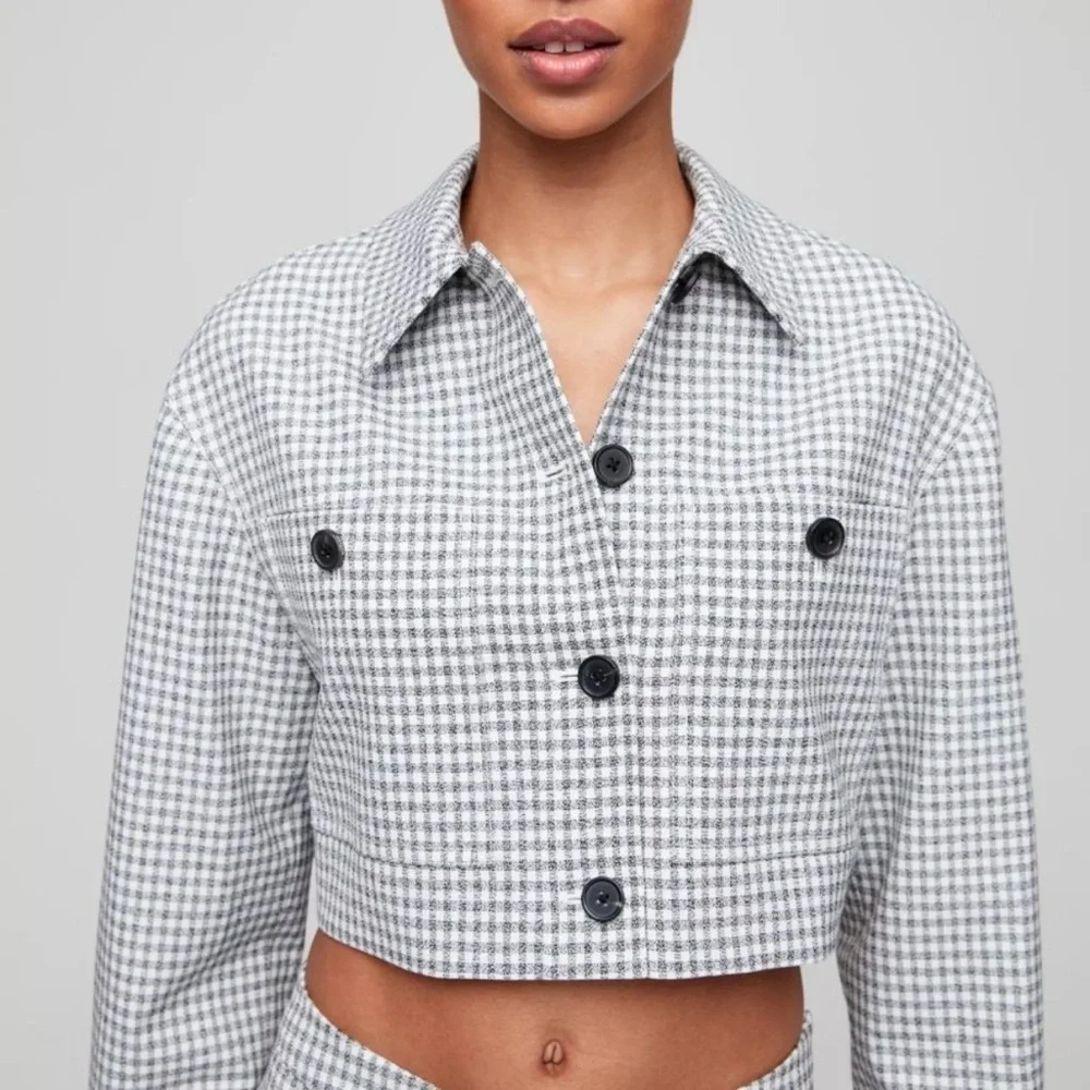 Wilfred Ourson Little Cropped Jacket Gingham XS Aritzia #71698 - Picture 2 of 9